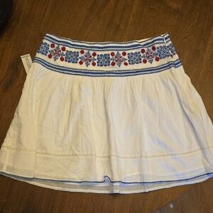 Sunday Best Cream and Blue Skater Mini Skirt